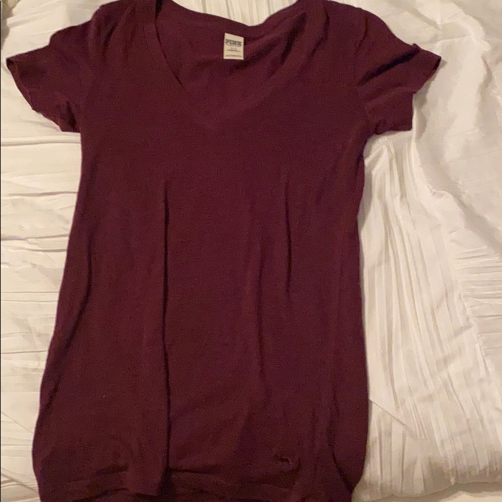 PINK maroon V neck tshirt